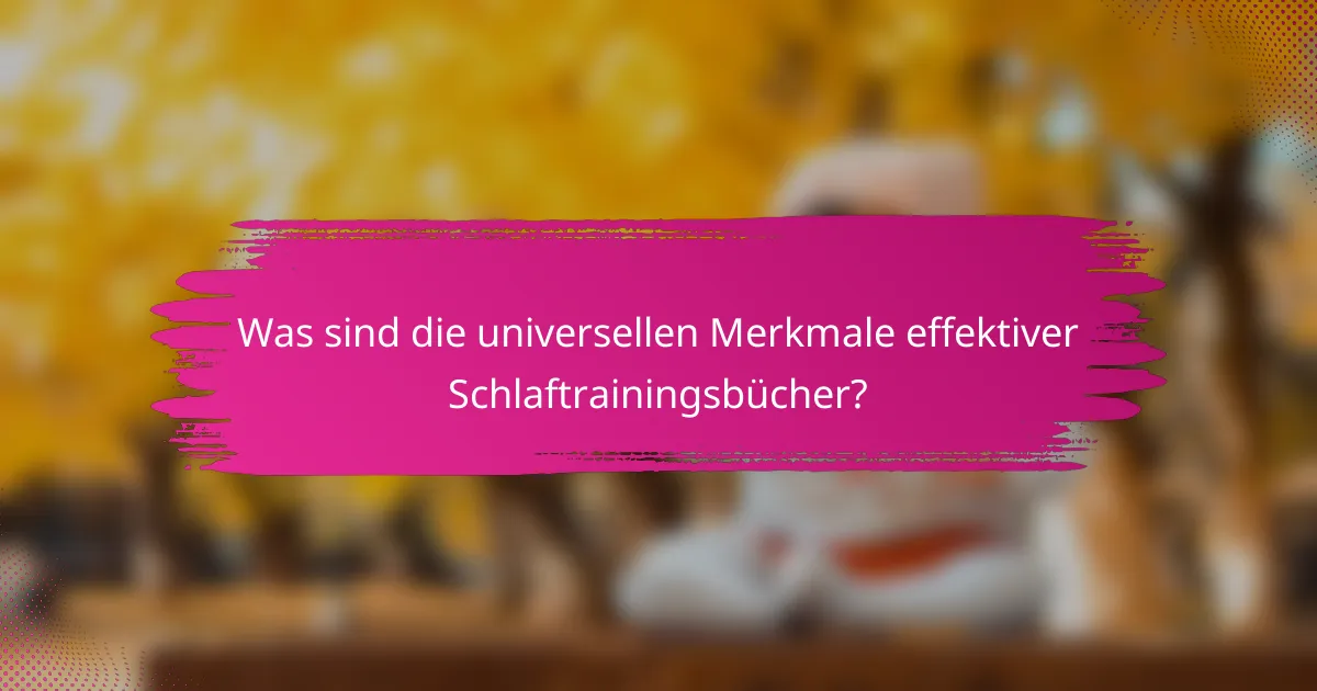 Was sind die universellen Merkmale effektiver Schlaftrainingsbücher?