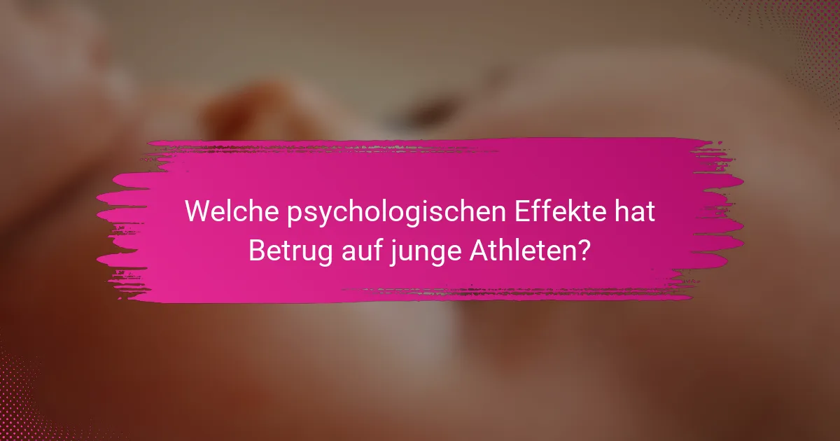 Welche psychologischen Effekte hat Betrug auf junge Athleten?