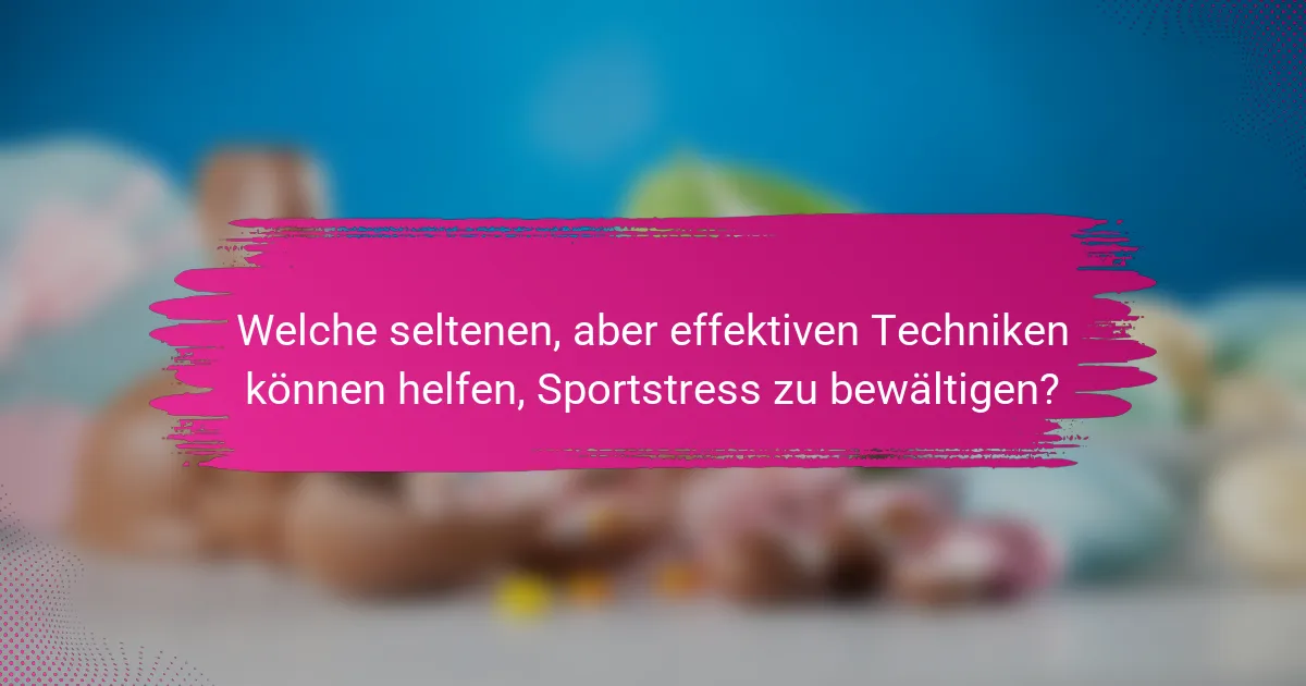 Welche seltenen, aber effektiven Techniken können helfen, Sportstress zu bewältigen?