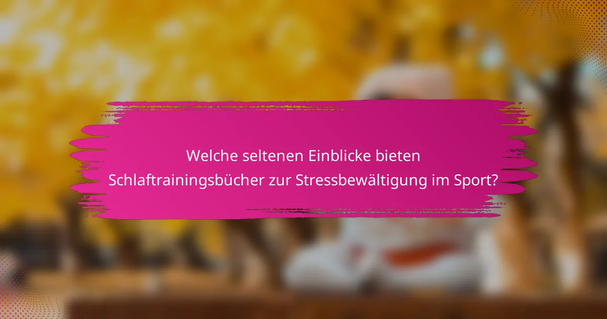 Welche seltenen Einblicke bieten Schlaftrainingsbücher zur Stressbewältigung im Sport?